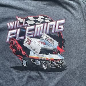 Will Fleming Sprint Midget Outlaw Dirt Track Racing Men’s Large Gray T Shirt
